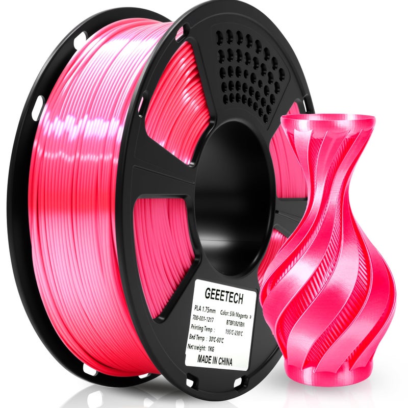 Geeetech Silk PLA Filament 1.75mm, Metal-Like Shiny Silk Rose Pink 3D Filament 1kg (2.2lbs) 1 Spool, Dimensional Accuracy +/- 0.02 mm, Fit Most FDM Printer (Magenta) - Image 1